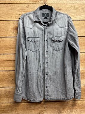 Zara Man Grey Denim Slim Fit Shirt